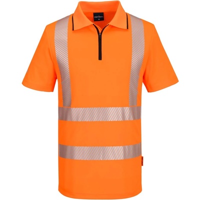 Portwest hi-vis kx3 kx302 / Мъжка светлоотразителна поло тениска с цип, къс ръкав - hv оранжев xl (kx302orrxl)