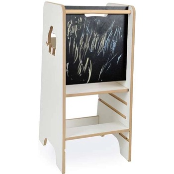 Verk Group Детска учебна кула Verk Montessori с регулируема височина и дъска за рисуване - Elephant - white (4487)