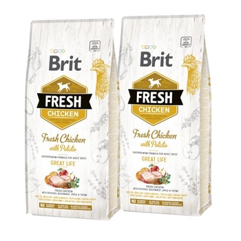 Brit Fresh Пилешко месо и картофи за възрастни кучета Great Life 2x12кг