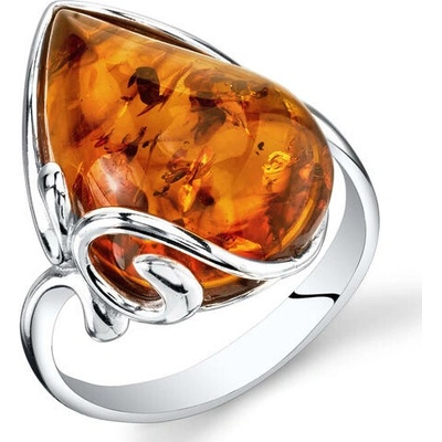 Eppi Kapka jantaru v krásném stříbrném prstenu Ciana R32390
