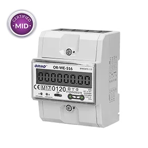 ORNO OR-WE-516 - Електромер трифазен, 80A, 3x230V/400 AC, 50-60Hz с RS485 порт и MID сертификат (OR-WE-516)