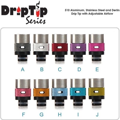 Green Sound 510 Aluminum Stainless Steel and Derlin Drip Tip with Adjustable Airflow typ C Red