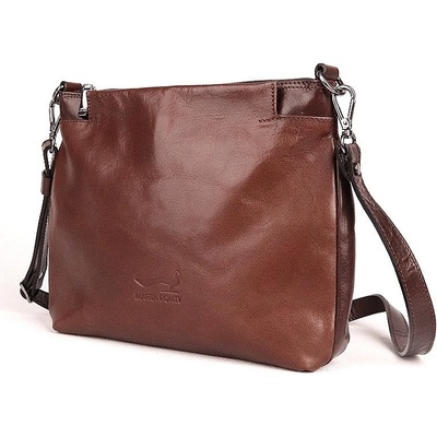 Marta Ponti luxusní dámská kožená crossbody kabelka 6019 hnědá