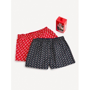 Celio Комплект от два цветни мъжки коледни панталона в подаръчен пакет Celio Celio | Cherven | МЪЖЕ | S