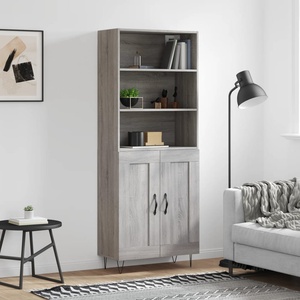 vidaXL Висок шкаф, сив сонома, 69, 5x34x180 см, инженерно дърво (3189955)