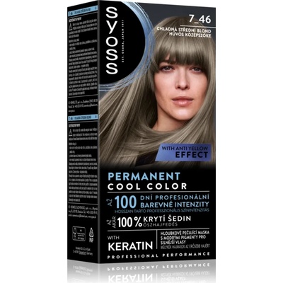 Syoss Permanent Cool Color перманентната боя за коса със студен подтон цвят 7_46 Cool Medium Blond