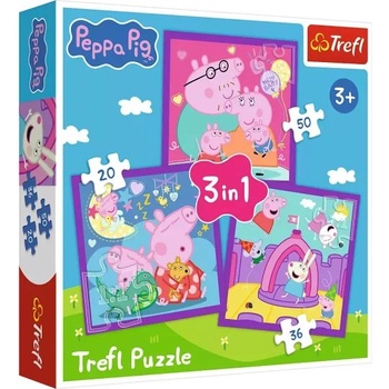 Trefl Трефл: Ежедневието на Пепа прасенце 3 в 1 - пъзел със 20, 36, 50 части (34893)