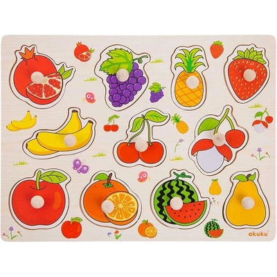 Inlea4Fun vkladačka puzzle s rúčkami 10 dielikov ZA4722 ovocie