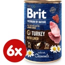Konzervy pre psov Brit Premium by Nature Turkey with Liver 6 x 400 g