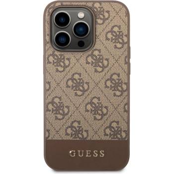 GUESS Гръб Guess 4G Stripe Case за iPhone 14 Pro Max - Кафяв (3666339088538)