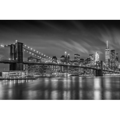 Plagát, Obraz - BROOKLYN BRIDGE Nightly Impressions | Monochrome, Melanie Viola, 40 × 26.7 cm