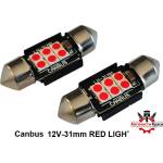  Крушки -Led- Сулфидни 12V 31mm Червени к-т 6103-31 ('264436)