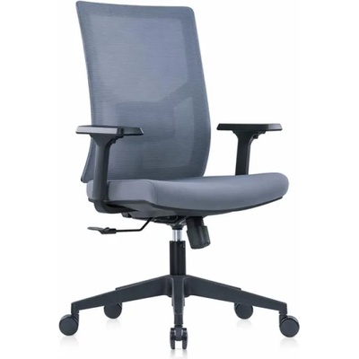 Ергономичен стол RFG Snow Black W, дамаска и меш, Multi-function механизъм, до 120 kg, светлосива седалка, светлосива облегалка