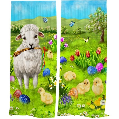 IMPAR Závěsy Velikonoční ovečka,140 × 250 cm