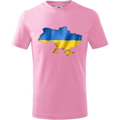 Ukrajina vlajka mapa tričko Ružová