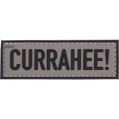 Gumená nášivka 101 Inc nápis Currahee! - sivá