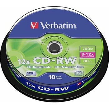 Verbatim CD-RW 700MB 12x, SERL, spindle, 10ks (43480)