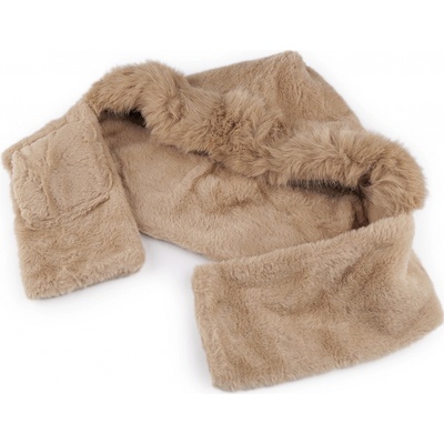 Prima-obchod Kožešinová čepice "2v1" šála kapuce béžová