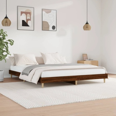 vidaXL Рамка за легло, кафяв дъб, 120x200 см, инженерно дърво (832052)