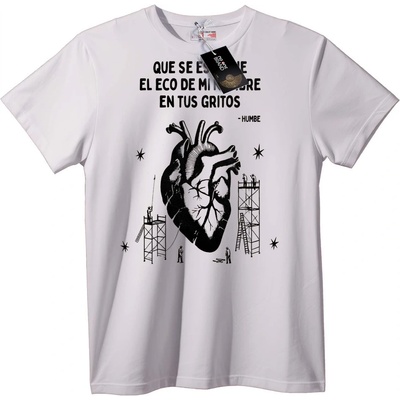 NOONEBRAND Тениска Ехо на сърцето - XS, White