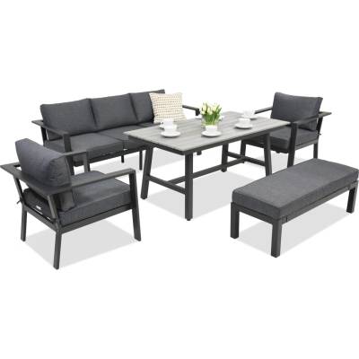 Garden Point Алуминиеви градински мебели Sydney Apetito 5 с пейка Garden Point антрацит (GAP315-5L)