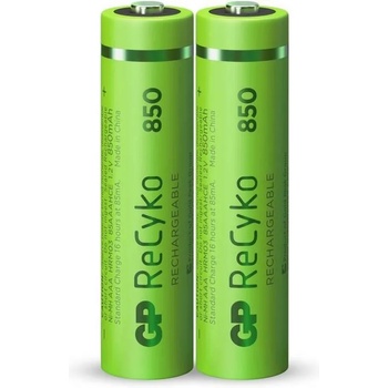 GP Batteries Акумулаторна Батерия GP R03 AAA 850mAh NiMH 85AAAHCE-EB2 RECYKO, 2 бр. в опаковка (GP-BR-85AAAHCE-EB2)