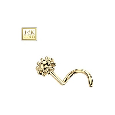 Šperky4U zlatý piercing do nosu kytička ZL01239-YG