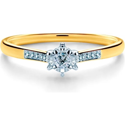 SAVICKI Годежен пръстен със страничен камък: два цвята злато. диаманти