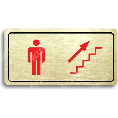 ACCEPT Piktogram WC MUŽI VPRAVO NAHORU - zlatá tabulka - barevný tisk