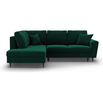 Cosmopolitan Design Зелен кадифен разтегателен ъглов диван с място за съхранение (ляв ъгъл/L форма) Kyoto - Cosmopolitan Design (COS_LCF_L_2_F1_KYOTO6)