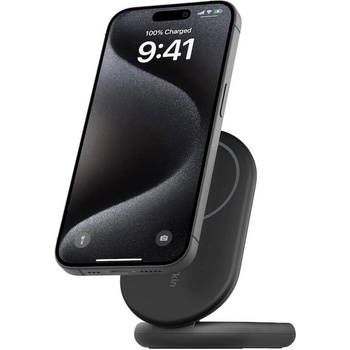 Belkin BoostCharge Qi2 Foldable Magnetic Wireless Charging Stand - двойна поставка (пад) за безжично зареждане за iPhone с Magsafe (черен)