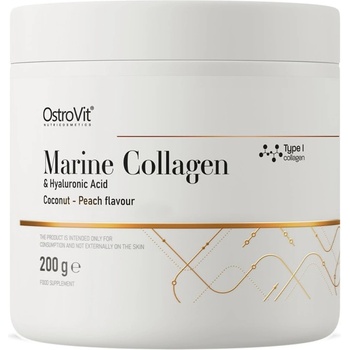 OstroVit Marine Collagen & Hyaluronic Acid Powder | with Vitamin C [200 грама] Кокос с праскова