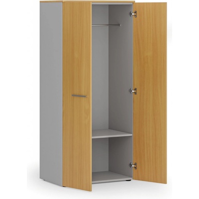 Primo Kancelářská šatní skříň 1 police, šatní tyč, 1781 x 800 x 500 mm, šedá / buk – Hledejceny.cz