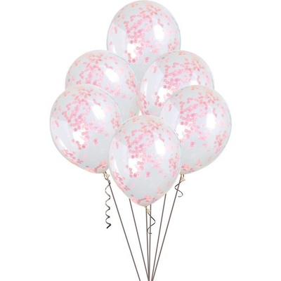 Unique Balónek transparentní 30cm potisk Růžové konfety
