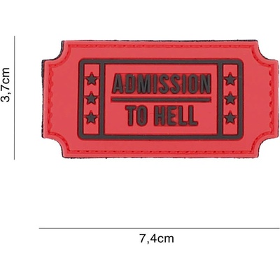 Gumová nášivka 101 Inc nápis Admission to Hell - červená
