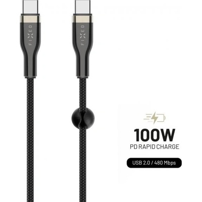Fixed FIXDB-CC12-BK opletený nabíjecí a datový PD USB-C, 1,2m, černý