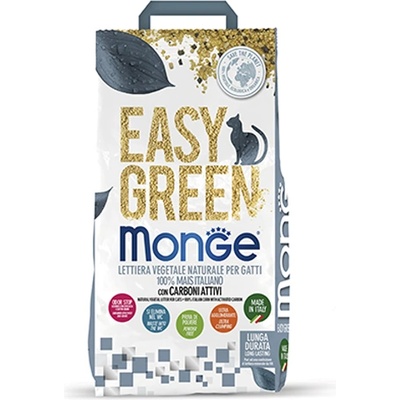 MONGE Easy Green Ecological Corn with Active Carbon - екологична тоалетна на растителна основа, подходяща за котки от 100% италианска царевица и активен въглен 3, 8 кг, Италия - 5028