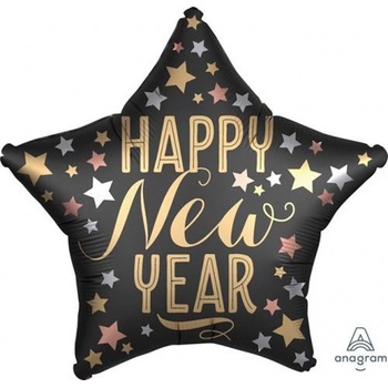Foliový balonek hvězda Happy New Year hvězdy 45 cm