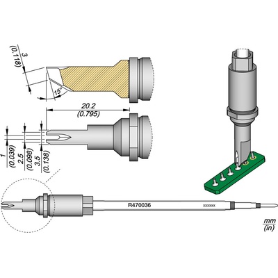 JBC R470036 – hrot pro tažené pájení s drážkou 1 mm