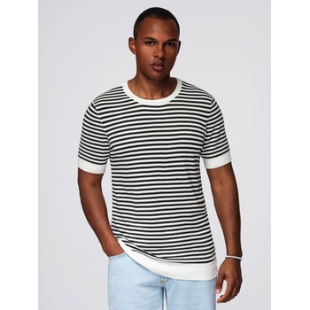 Ombre Clothing Мъжка моряшка раирана плетена тениска с ажурна плетка - черно-бяла Ombre Clothing | Cheren | МЪЖЕ | S