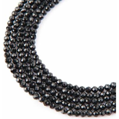 Koráliky z minerálu Čierny turmalín 3mm brúsené - 18 cm