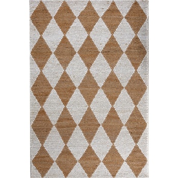 Flair Rugs Бяла/естествена ръчно изработена пътека със смес от юта 60x230 cm Effie Diamond - Flair Rugs (503119380195)
