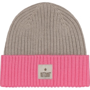 Huttelihut Детска зимна шапка (beanie) Huttelihut Kid's Hat Wool Knit Color Block Beanie - Begonia Pink - размер 53 cm (904-6681-0113)