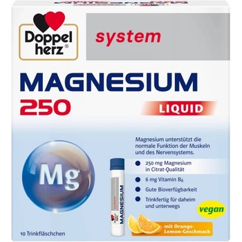 Doppelherz System Magnesium 250, портокал и лимон, 10 флакона