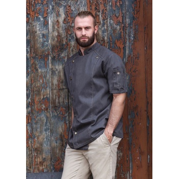 Image 1 of Karlowsky Дънкова черна готварска куртка с къс ръкав от Karlowsky Fashion подходяща за жени и мъже във vvmstore. com (JM32-16)