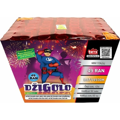 Ohňostroj Baterie výmetnic DŽIGOLO 49 ran 2 1 TARRA pyrotechnik BATV4930H