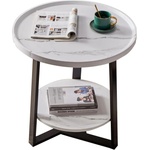  Кръгла масичка за кафе trio, цвят бял мрамор, 50 х 50 х 60см (6122-w)