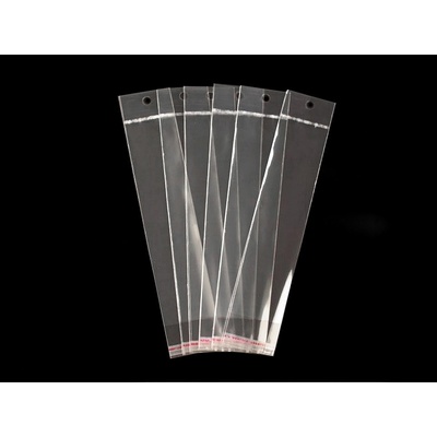 Prima-obchod PP sáček s lepicí klopou a závěsem 5x20 cm, barva transparent 100 ks