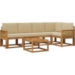 vidaXL Комплект дивани за открито 6 бр. Натурален и Бежов (3385239)