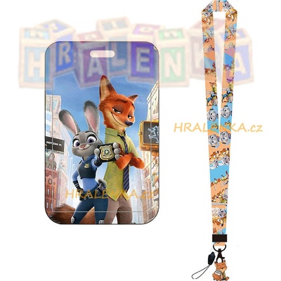 Šňůrka na krk se sponou 23360 s cedulkou na karty Zootopia Nick a Judy